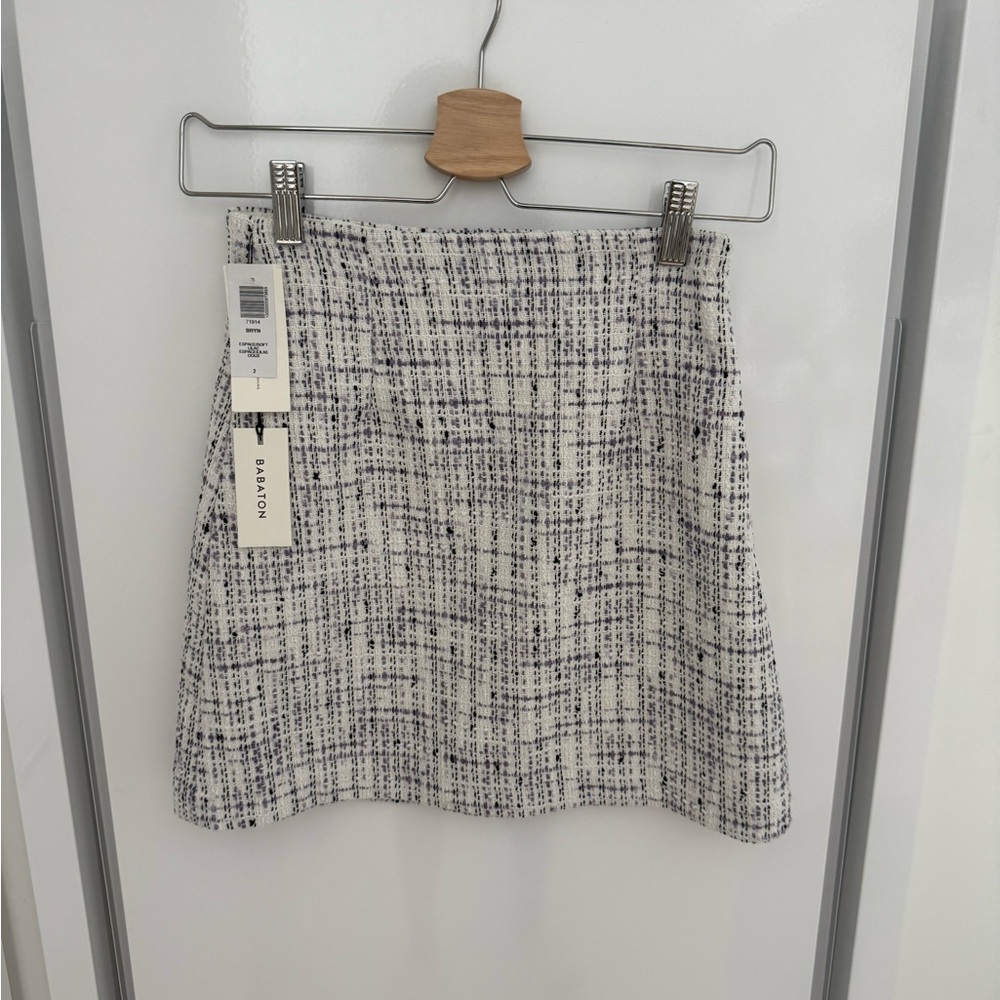 Aritzia Babaton Purple and White Tweed Mini Skirt